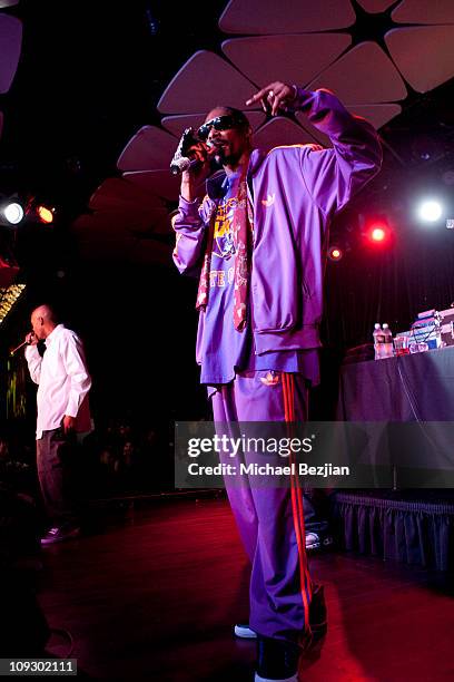 Snoop Dogg performing at Capital A Night B4 All Star Jam Party on February 18, 2011 in Los Angeles, California.