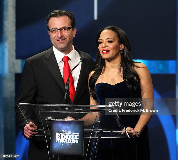 Editor Louis Cioffi and actress Lauren Velez speak during the 61st annual ACE Eddie Awards at the Beverly Hilton Hotel on February 19, 2011 in...