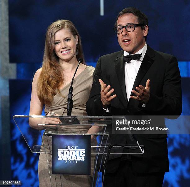 Actress Amy Adams and director/producer David O. Russell speak during the 61st annual ACE Eddie Awards at the Beverly Hilton Hotel on February 19,...