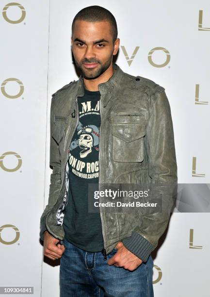 Player Tony Parker arrives at the Baller's Ball at the Lavo Nightclub at The Palazzo on February 19, 2011 in Las Vegas, Nevada.