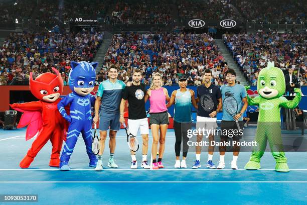 Milos Raonic of Canada, Grigor Dimitrov of Bulgaria, Victoria Azarenka of Belarus, Naomi Osaka of Japan, Novak Djokovic of Serbia and Hyeon Chung of...
