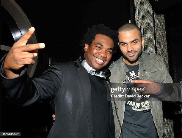 Player Tony Parker and DJ Reach attend the Baller's Ball at the Lavo Nightclub at The Palazzo on February 19, 2011 in Las Vegas, Nevada.