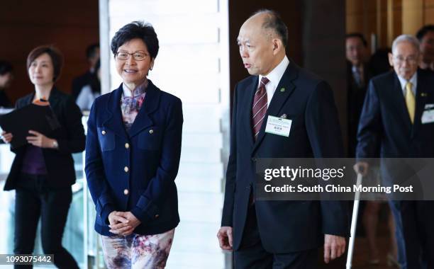 Hong Kong Chief Executive Carrie Lam Cheng Yuet-ngor and Ian Fok Chun-wan attend the Hong Kong Pei Hua Education Foundation 35th Anniversary...