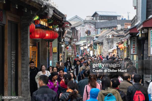 tourist in the shichahai, beijing old town - chinese person stockfoto's en -beelden