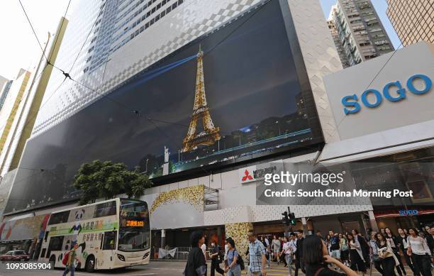 Large LED outdoor screen, installed on the facade at the Sogo department store in Causeway Bay. 27OCT17 SCMP / Edward Wong
