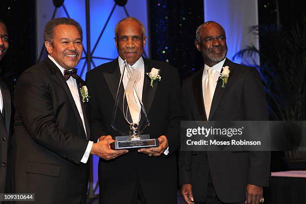 Morehouse College President Robert M. Franklin, Former MLB Player and Hall of Famer Frank Robinson and actor Glynn Turman attend the 23rd Annual "A...