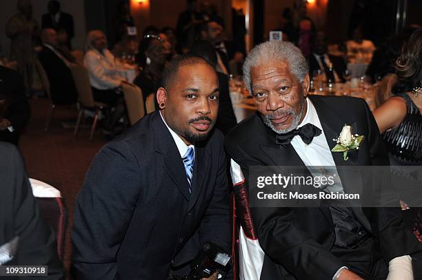 Lanero Hill and actor Morgan Freeman attend the 23rd Annual "A Candle in the Dark" Gala at the Hyatt Regency on February 19, 2011 in Atlanta, Georgia.