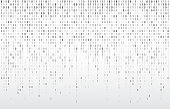 Digital binary code. Computer matrix data falling numbers, coding typography and codes stream gray vector background illustration