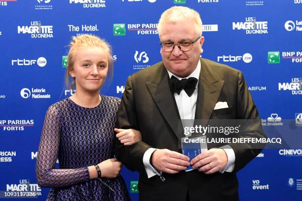 Princess Louise and Prince Laurent of Belgium pose during the 9th edition of the 'Magritte du Cinema' film awards ceremony in Brussels on February 2,...