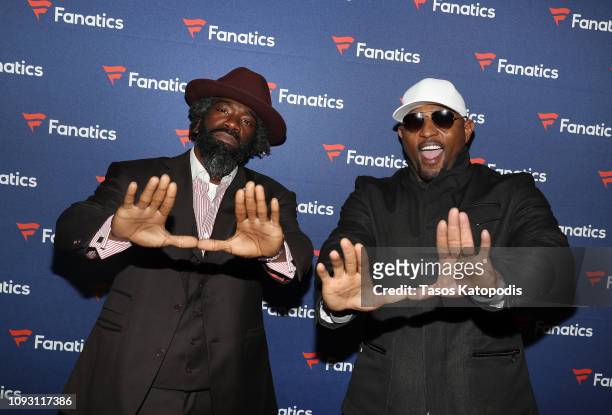 Ed Reed and Ray Lewis arrive at the Fanatics Super Bowl Party at College Football Hall of Fame on January 5, 2019 in Atlanta, Georgia.
