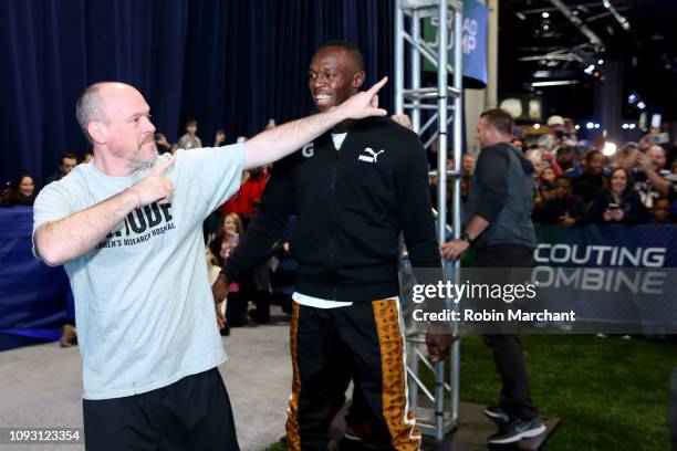 Usain Bolt and Gatorade help Rich Eisen train for The Combine on February 2, 2019 in Atlanta, Georgia.