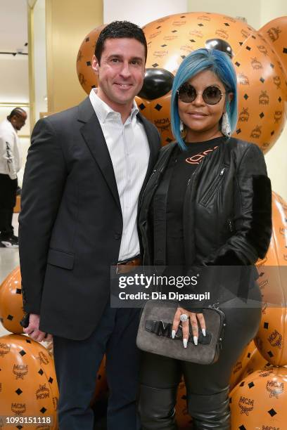 Worldwide President Patrick Valeo and MCM Global Creative Partner Misa Hylton attend MCM x Super Bowl LIII on February 2, 2019 in Atlanta, Georgia.