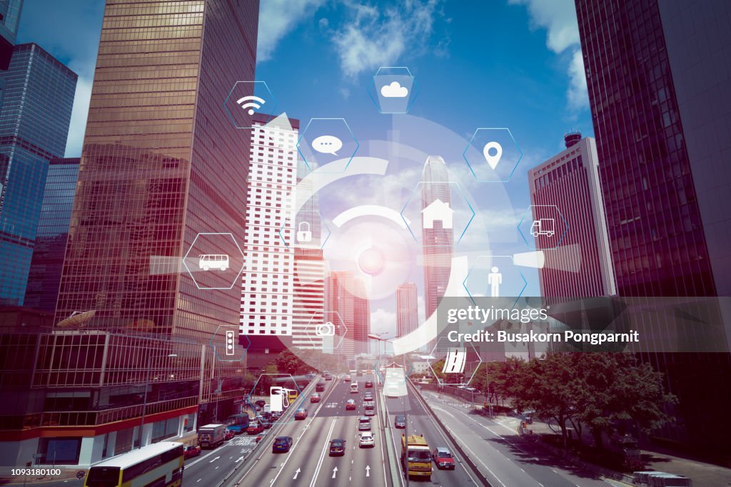 Smart city and vehicles, modern transportation and communication network internet of things