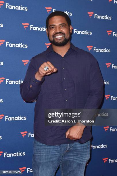 Jonathan Ogden arrives to Michael Rubin's Fanatics Super Bowl Party at the College Football Hall of Fame on February 2, 2019 in Atlanta, Georgia.