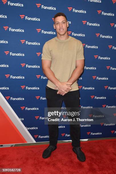 Aaron Judge arrives to Michael Rubin's Fanatics Super Bowl Party at the College Football Hall of Fame on February 2, 2019 in Atlanta, Georgia.