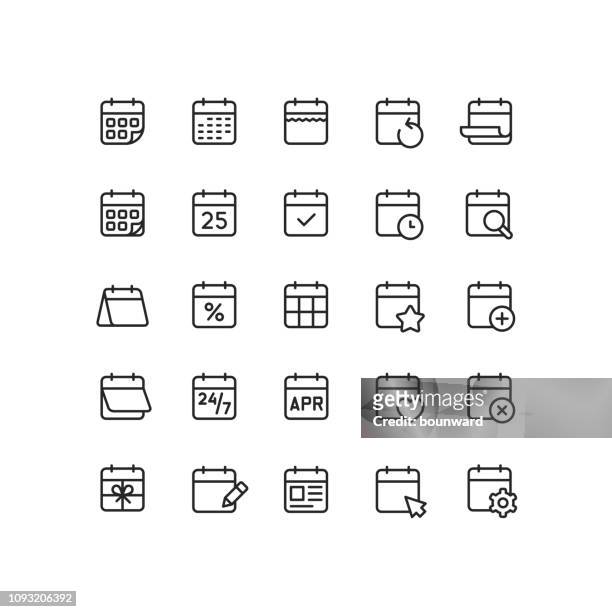 calendar outline icons - calendar stock illustrations