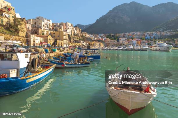 harbour and marina in castellammare del golfo, sicly, italy - bay stock pictures, royalty-free photos & images