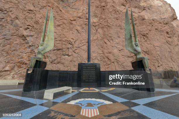 hoover dam flag sculptures - hoover dam statues stock pictures, royalty-free photos & images