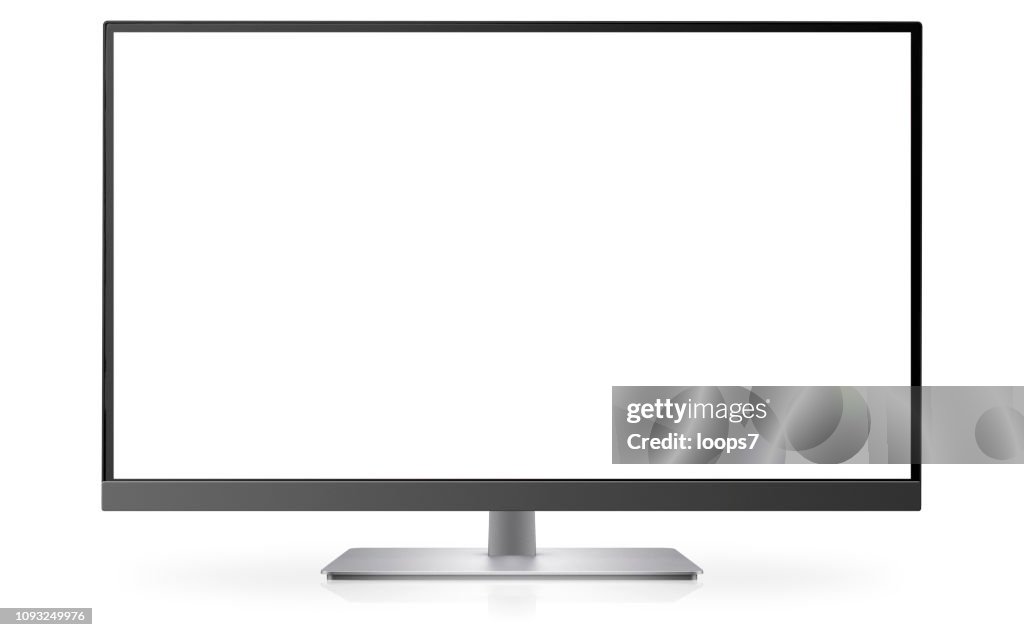 Modern Monitor or TV on White
