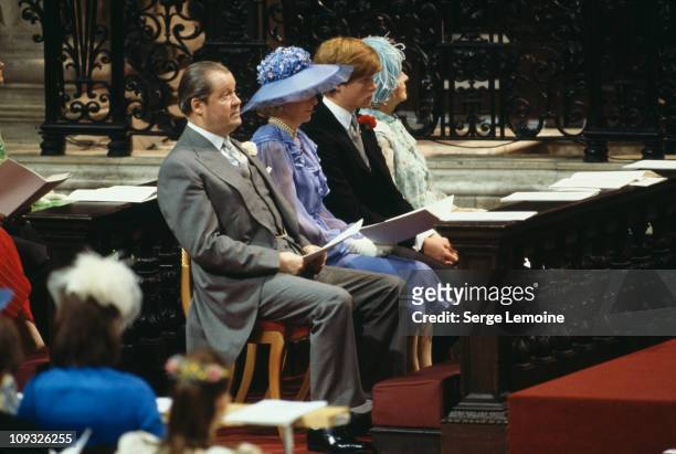 The bride's family attend the wedding of Prince Charles and Lady Diana Spencer at St Paul's Cathedral in London, 29th July 1981. From left to right,...