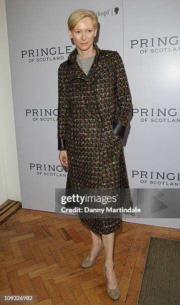 Tilda Swinton arriving at the Pringle of Scotland show at London Fashion Week Autumn/Winter 2011 on February 21, 2011 in London, England.