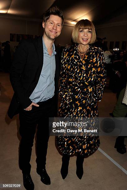 Christopher Bailey and Anna Wintour attend the Burberry Prorsum Show at London Fashion Week Autumn/Winter 2011 at Kensington Gardens on February 21,...