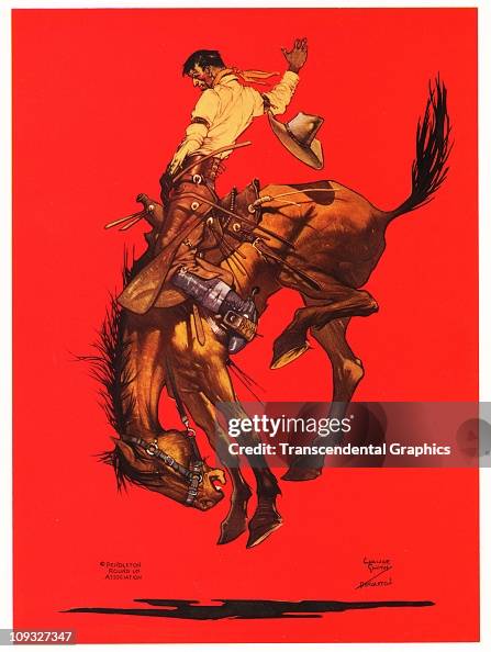 Pendleton Bronc PENDLETON, OREGON, circa 1915, A small poster of a bucking bronco ...