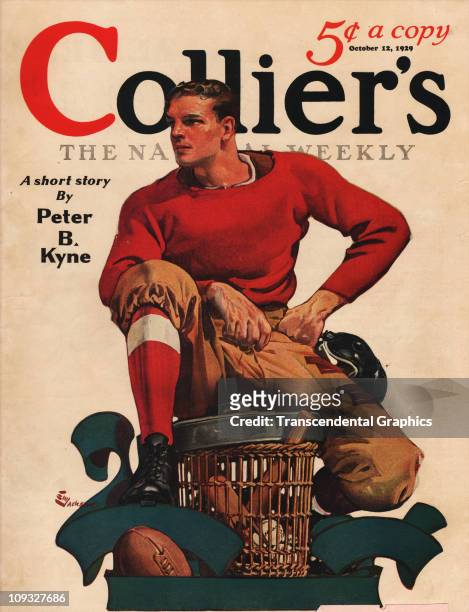 Dramatic college football illustration, in connection with the 1929 season, is on the cover of Collier's magazine from New York, the October 12th...