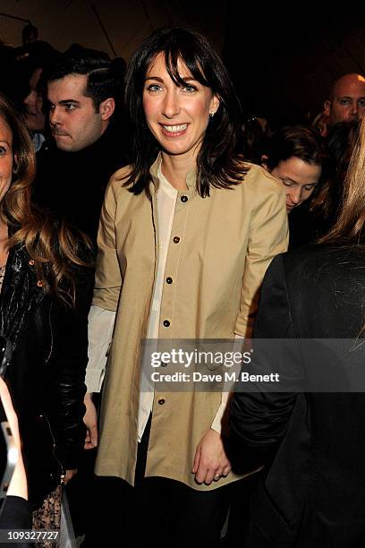 Samantha Cameron attends the Burberry Prorsum Show at London Fashion Week Autumn/Winter 2011 at Kensington Gardens on February 21, 2011 in London,...