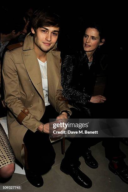 Douglas Booth and Stella Tennant attend the Burberry Prorsum Show at London Fashion Week Autumn/Winter 2011 at Kensington Gardens on February 21,...