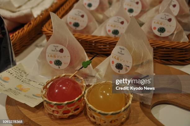 Photo taken at Gunma General Information Center in Tokyo on Jan. 26 shows konnyaku jelly on sale at the outlet tasked with promoting made-in-Gunma...