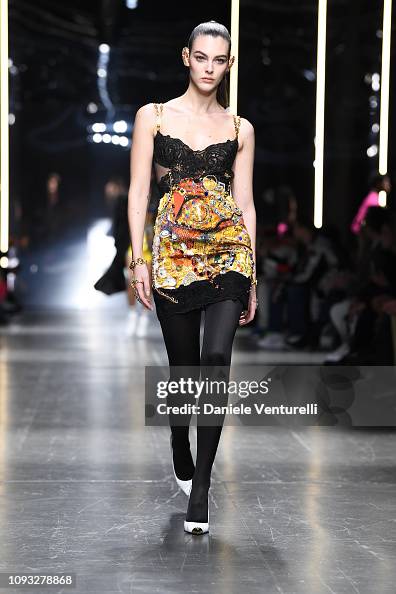 Vittoria Ceretti walks the runway at the Versace show during Milan ...