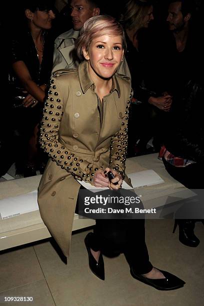 Ellie Goulding attends the Burberry Prorsum Show at London Fashion Week Autumn/Winter 2011 at Kensington Gardens on February 21, 2011 in London,...