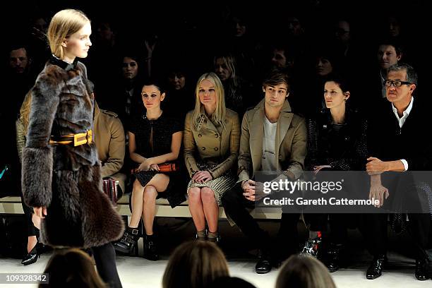 Rachel Bilson, Kate Bosworth, Douglas Booth, Stella Tennant and Mario Testino attend the Burberry Prorsum Show at London Fashion Week Autumn/Winter...