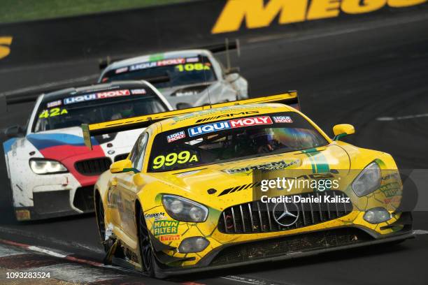 Maximilian Buhk drives the Mercedes-AMG Team Mann Filter GruppeM Racing during the Bathurst 12 Hour Race at Mount Panorama on January 31, 2019 in...