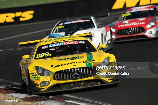 Maximilian Buhk drives the Mercedes-AMG Team Mann Filter GruppeM Racing during the Bathurst 12 Hour Race at Mount Panorama on January 31, 2019 in...