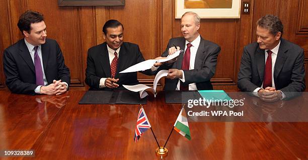 Chancellor George Osborne, Mukesh Ambani, Chairman and Managing Director of Reliance Industries, Robert Dudley, CEO of BP and Carl-Henric Svanberg,...