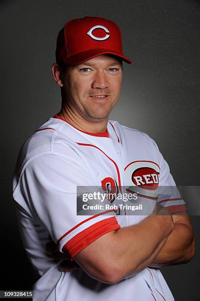 Scott Rolen of the Cincinnati Reds poses during the Cincinnati Reds photo day at the Cincinnati Reds Spring Training Complex on February 20, 2011 in...