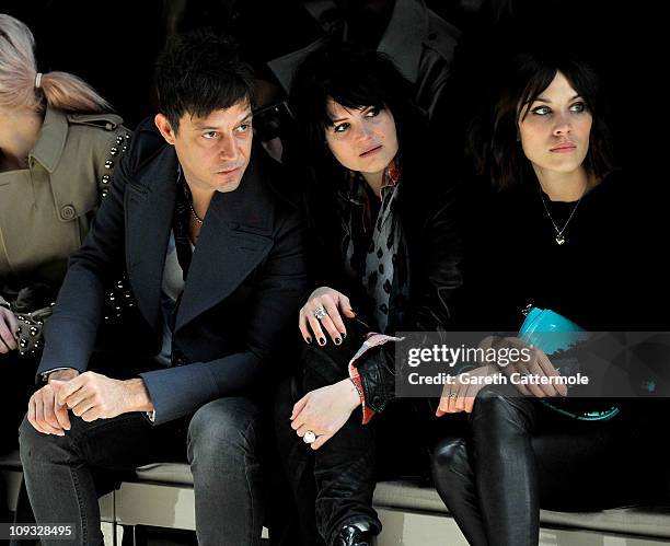 Jamie Hince, Alison Mosshart and Alexa Chung attend the Burberry Prorsum Show at London Fashion Week Autumn/Winter 2011 at Kensington Gardens on...