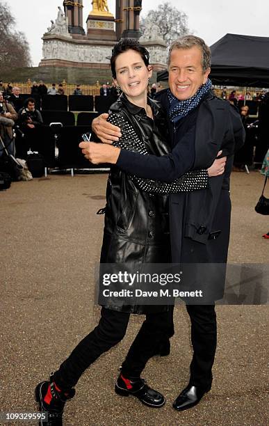 Stella Tennant and Mario Testino attend the Burberry Prorsum Show at London Fashion Week Autumn/Winter 2011 at Kensington Gardens on February 21,...