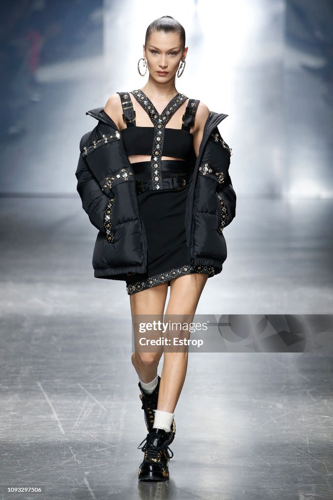 Model Bella Hadid walks the runway at the Versace show during Milan ...