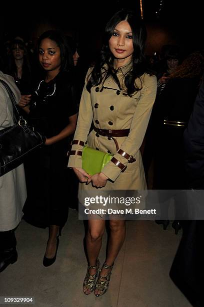 Gemma Chan attends the Burberry Prorsum Show at London Fashion Week Autumn/Winter 2011 at Kensington Gardens on February 21, 2011 in London, England.