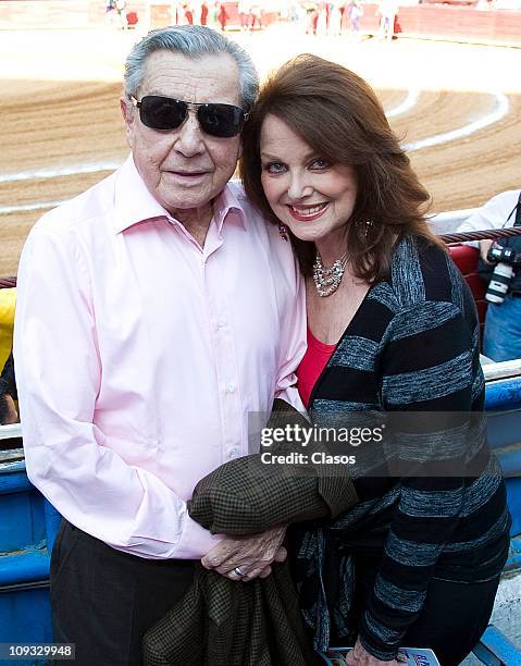 Miguel Aleman Velasco and Christiane Magnani pose during a bull fighting as part of the 17th race of the Temporada Grande 2010-2011 at Plaza de Toros...