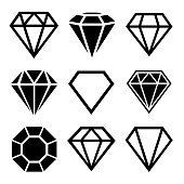 A set of diamonds in a flat style