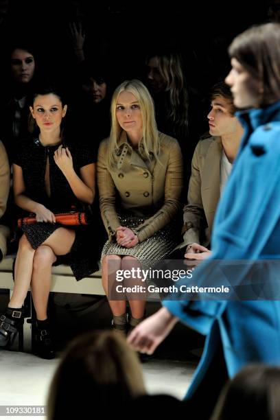 Actress Rachel Bilson and Kate Bosworth attend the Burberry Prorsum Show at London Fashion Week Autumn/Winter 2011 at Kensington Gardens on February...