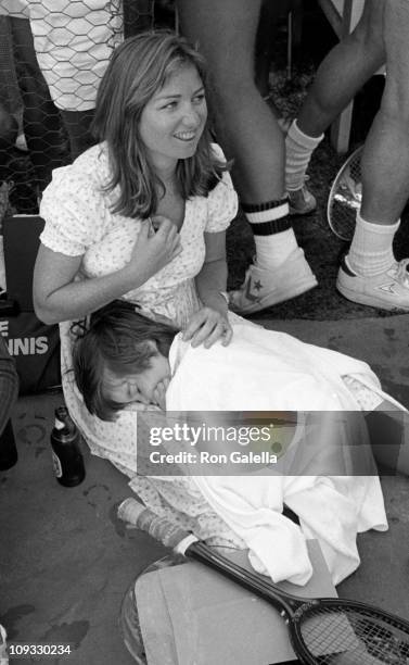 Courtney Kennedy and neice Meaghan Anne Kennedy Townsend attend Robert F. Kennedy Pro-Celebrity Tennis Tournament on August 21, 1981 at the Kennedy...