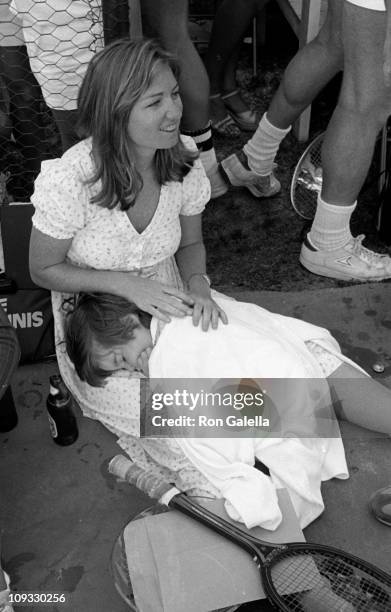 Courtney Kennedy and neice Meaghan Anne Kennedy Townsend attend Robert F. Kennedy Pro-Celebrity Tennis Tournament on August 21, 1981 at the Kennedy...