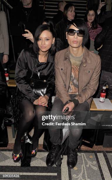 Nat Weller and Lea Weller are seen at the front row at the Giles show at London Fashion Week Autumn/Winter 2011 on February 21, 2011 in London,...