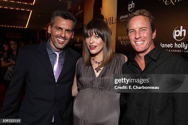 Oded Fehr, Milla Jovovich and Linden Ashby at the World Premiere of Screen Gems "Resident Evil: Extinction" at Planet Hollywood Resort and Casino on...