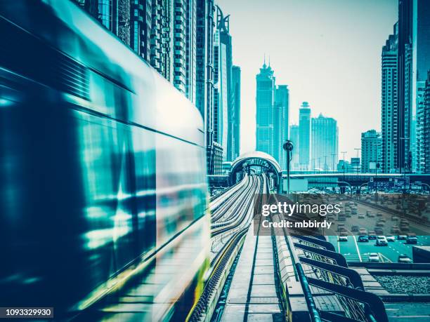 futuristic metro, dubai, united arab emirates - dubai metro stock pictures, royalty-free photos & images